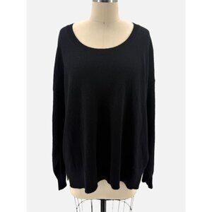 Subtle Luxury washable Cashmere Scoop Neck Knit Sweater Black M/L